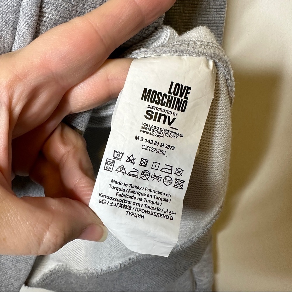 Love Moschino Mens Patches Zipper Hoodie Grey XXL - Picture 7 of 9